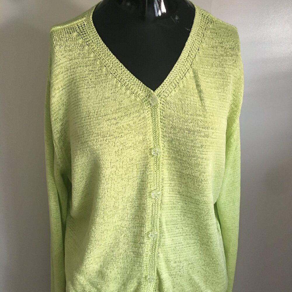 NWOT Carole Little knit green cardigan